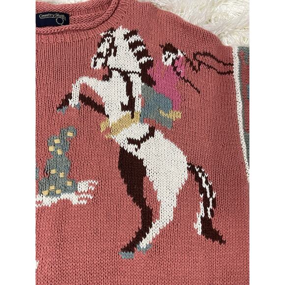 Country Shop novelty pullover sweater Southwest Theme Cactus Horses M/L - Picture 7 of 9